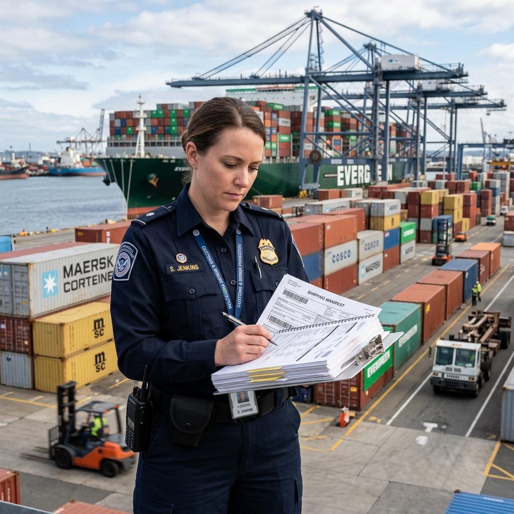 Customs clearance documentation and port inspection